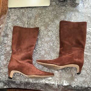 STAUD Brown Suede Heeled Boots